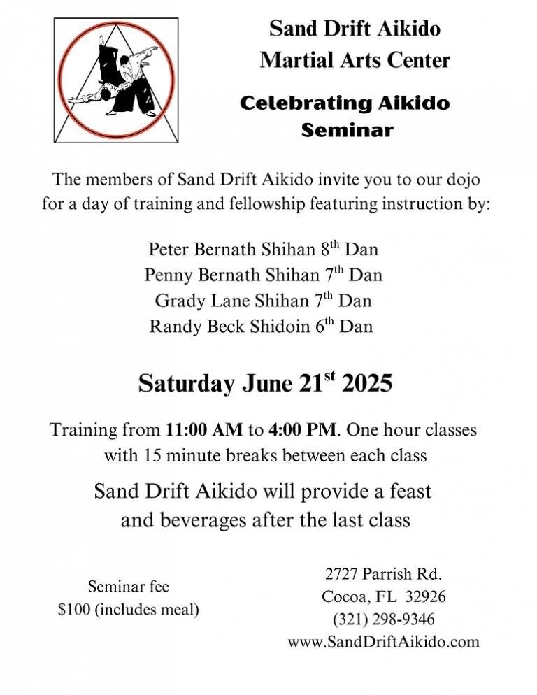 Sand Drift Aikido's Seminar June 1st, 2025